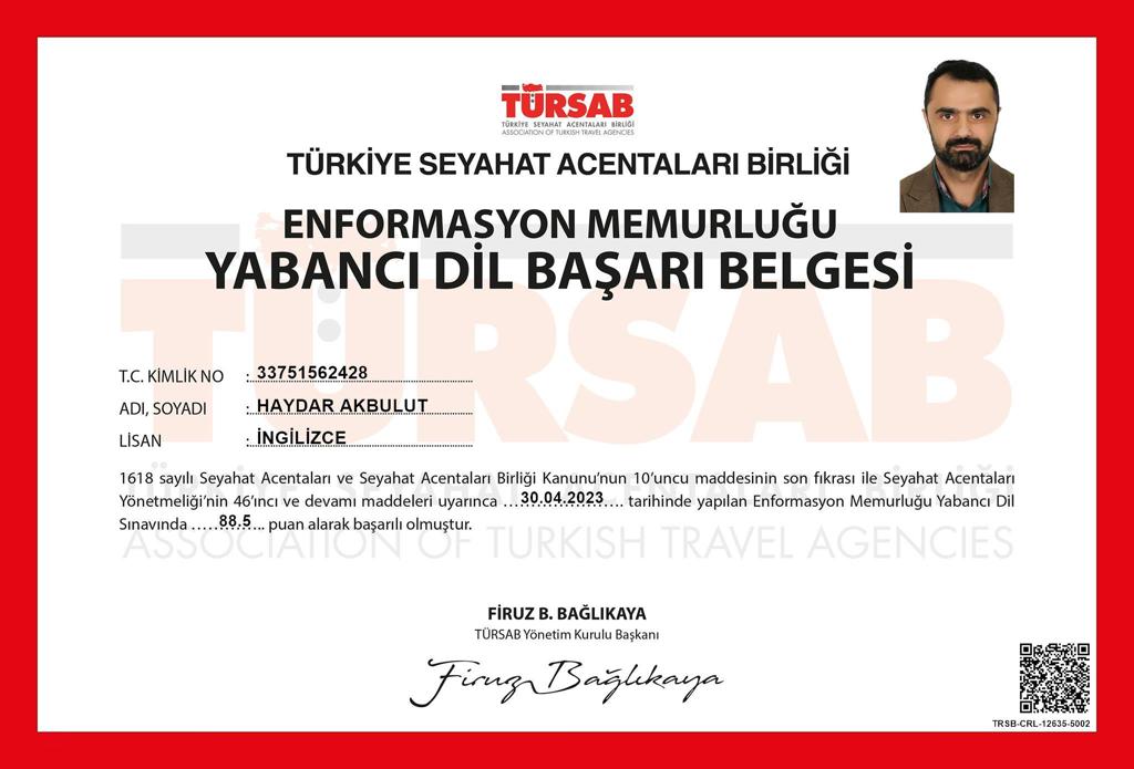 Türsab Belgesi